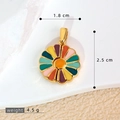 Colorful floral sunflower pendant with multi-color enamel and gold plated finish - SMP54311-Gold Colorful Enamel Sunflower Pendant