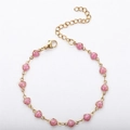 Detail of 18K gold plated chain featuring thirteen pink glitter heart-shaped pendants - Bracelet 17+5cm / Gold + Pink