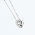 Minimalist silver alphabet Q bubble pendant necklace with polished metal finish - Letter Q