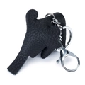 Creative black genuine leather elephant keychain with lychee texture and metal clasp - Black