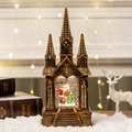 Christmas church snow globe lantern with Santa Claus and sparkling glitter interior - Large Church Santa Claus