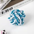 Palla a nodi in corda di cotone intrecciata bianca e blu per cani e animali domestici - 11cm 260g / Blu Bianco