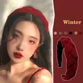 Winter chunky red knit headband with vintage braided pattern for women hair styling - Twisted Knit Style / Red