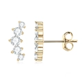Elegant gold plated 925 silver stud earrings with five curved moissanite stones - 925 Silver / Gold