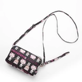 Mini zwart canvas telefoontasje met roze kattenprint en verstelbare schouderriem - Zwarte Kat Crossbody