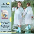 Thick light blue semi-transparent EVA children's hooded raincoat for kids 90-150cm - Children's Light Blue Drawstring Bag [100g 18-mil Frosted Extra Thick]