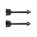 Pair of minimalist matte black arrow nipple rings in durable stainless steel finish - Arrow Pattern