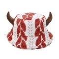 Cappello da pescatore in peluche con corna marroni e macchie rosse per l'inverno - M (56-58cm) / Stile Motivo Mucca (C)