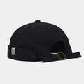 Gorra docker de algodón negro con bordado de la letra m y hebilla metálica ajustable - M-Negro