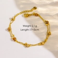 Bracciale a doppio strato in acciaio inossidabile 14K oro con stella e perline d'oro - YTB240610-Stella Perline di Pietra Beige
