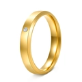 Minimalist gold plated stainless steel ring with center-set cubic zirconia stone - US 6 / Gold Women's 4MM