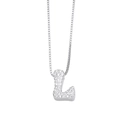 Silver-plated letter L pendant necklace with cubic zirconia on a box chain - Letter L / Silver