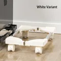 Adjustable white mobile CPU stand with universal wheels and non-slip surface texture - White Plastic Style