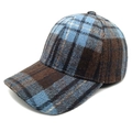 Classic plaid baseball cap in warm wool texture with a vintage structured design - M (56-58cm) / Blue
