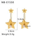 Detailed dimensions of gold star earrings with pearl charms and 18k gold plating - Pentagram Star Style (NB-E1550)