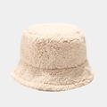 Beige faux fur bucket hat with soft plush texture for winter warmth and comfort - M (56-58cm) / Beige