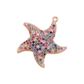 Starfish pendant in rose gold finish with colorful pavé crystals and a hanging loop - Rose Gold Multicolor