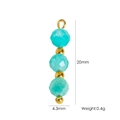20mm handmade pendant with blue turquoise beads and gold accents for DIY jewelry - Turquoise Triple Beads