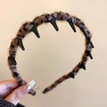 Fuzzy leopard print headband with non-slip interior teeth and soft winter plush texture - Leopard Plush Style / Dark Coffee