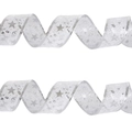 Silver LED Christmas ribbon with sparkling stars pattern on sheer white mesh fabric - Silver Mesh (5cm) / 1m
