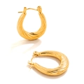 Eleganti orecchini a cerchio in acciaio inossidabile 18K con design a torsione - Oro con Trama di Prugna
