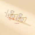Sparkling clover earrings with three heart-shaped zircons in a premium 14K gold finish - Gold Clover