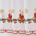 Weißer Weihnachtsvorhang, halbtransparent, mit roten Wellenstickereien und Kerzenmotiven - 100*200 / Weihnachtskerze Türvorhang