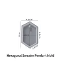 Translucent silicone hexagonal sweater pendant mold with detailed dimension markings - Hexagon
