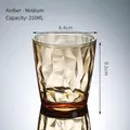 Amber acrylic tumbler 310ml with geometric texture and faceted mirror reflection - 310ml / Medium / Amber