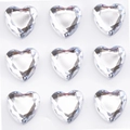 Nine clear acrylic heart-shaped crystal stickers in a 3x3 layout for DIY projects - 18mm / Clear