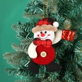 Ciondolo pupazzo di neve in peluche con cappello a quadri rossi su un albero di Natale - Pupazzo di Neve di Natale (Bottone Rotondo)