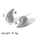 Detailed size parameters of silver teardrop earrings with spiral texture for women - Spiral Shell Style (TE6725-S)
