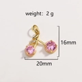 Collana con ciondolo a ciliegia in cristallo rosa con foglie di zircone in finitura oro - Ciliegia In Zirconia Rosa Dorata(10)