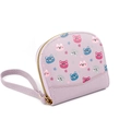 Light purple small wallet with cartoon bear print and secure wrist strap zipper - Purple