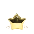 Mini star-shaped acrylic evening bag in shiny gold finish with sleek chain strap - Gold
