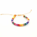 Handmade bohemian surfer bracelet with vibrant multi-color stripes and adjustable knot - US 13