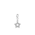 S925 Sterling Silber Stern Anhänger mit klarem Zirkonia-Mikropflaster und hohler Mitte - Sternanhänger (S925 Sterling Silber) / 925er Silber