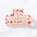 Cute Christmas hair claw clip with red reindeer and tree patterns on pearly cream acetate - Reindeer (Small) (D19-4-8)