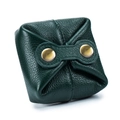 Mini portamonete in pelle martellata verde scuro con bottoni a pressione in ottone - Verde Scuro