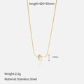 Elegant gold-plated stainless steel necklace with 13mm white pearl pendant on fine chain - 13mm Pearl Pendant Necklace