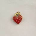 Red heart pendant with gold dots and enamel finish for DIY jewelry making - Red Heart-A