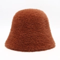 Gorro de pescador de invierno en piel sintética marrón oscuro con textura esponjosa - Talla única / Caramelo