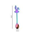 Rainbow stainless steel coffee spoon with rabbit handle, detailed view of 14cm length - Rainbow