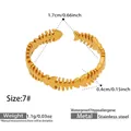 Macro view showing fishbone pattern ring dimensions 1.7cm diameter and 1.1g weight - Size 7 / Fishbone Design (Y170)-Gold