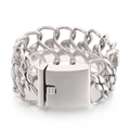 Bracciale in maglia d'acciaio inossidabile argento lucido con catena intrecciata - Stile Intrecciato Liscio Lucidato a Specchio (KB46122-D)