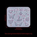 DIY silicone mold for epoxy earrings featuring 12 vintage shapes like cat and heart - Retro Earring Mold 03 (ED#59)