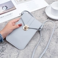 Mini light gray crossbody cell phone bag with golden twist lock and touch screen window - Light Gray