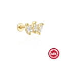 S925 sterling silver gold labret with marquise cut zircon stones for cartilage piercing - Triple Marquise Style #7 / Gold