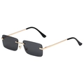 Gafas de sol rectangulares sin montura con lentes gris oscuro y patillas doradas - Montura Dorada Lente Gris