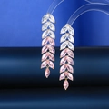 Elegant gold drop earrings with pink and white gradient leaf-shaped zircons - Pink Waterdrop